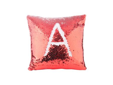 Flip Sequin Pillow Cover (Red w/ White, 40*40cm)