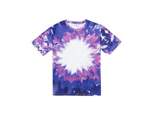 Blue Bleached Bloom Cotton Feeling T-shirt for Sublimation Printing