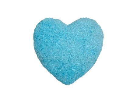 Heart Shaped Blended Plush Pillow Cover(White w/ Light Blue, 40*40cm)