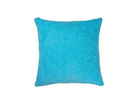 Square Blended Plush Pillow Cover (White w/ Light Blue, 40*40cm)