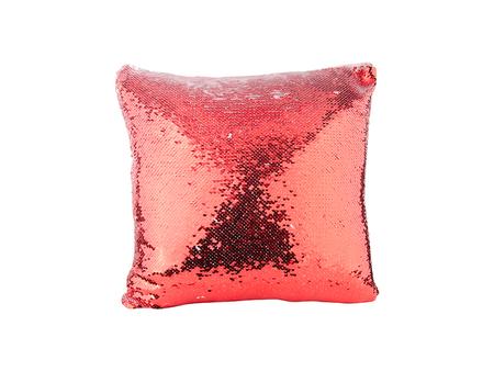 Flip Sequin Pillow Cover (Red w/ Silver)