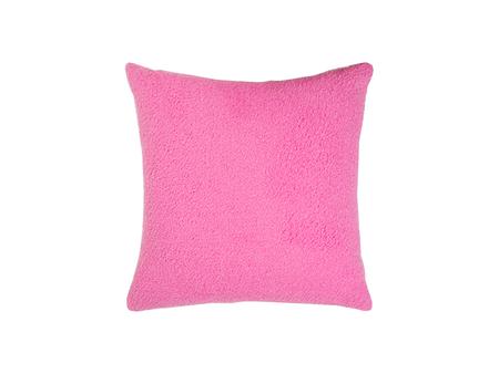 Square Blended Plush Pillow Cover (White w/ Pink, 40*40cm)