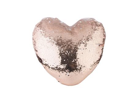 Heart Shaped Sequin Pillow Cover (Champagne w/ White, 39*44cm)