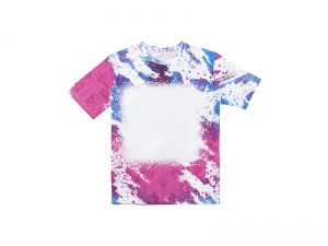 Blue Pink Bleached Leopard Cotton Feeling T-shirt for Sublimation Printing