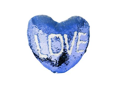 Heart Shaped Sequin Pillow Cover (Dark Blue w/ White, 39*44cm)
