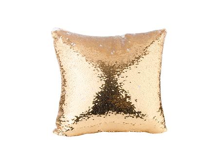 Flip Sequin Pillow Cover (Gold w/ White, 40*40cm)