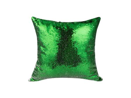 Flip Sequin Pillow Cover (White w/ Green)