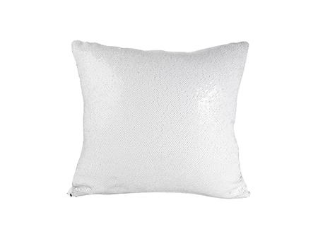 Flip Sequin Pillow Cover (White w/ Silver， 40*40cm)